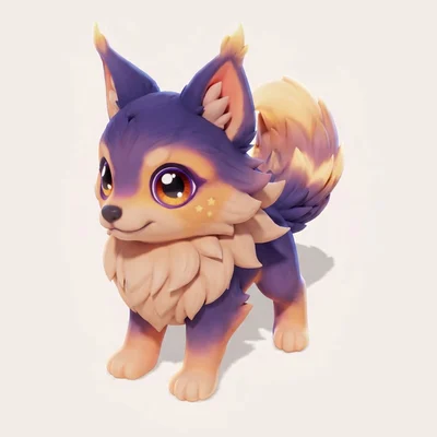 Foloone as a grown-up adult, with a full, gold-tipped tail.