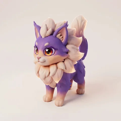 Halora, a violet cat with a big, soft cream mane.